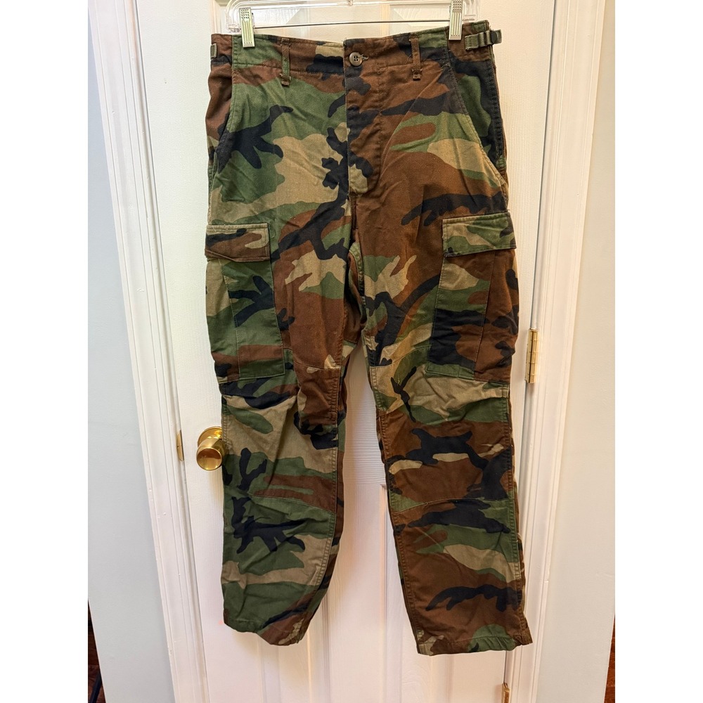 US Military Woodland Camouflage Cargo Combat Pants Small Short Vintage Grunge